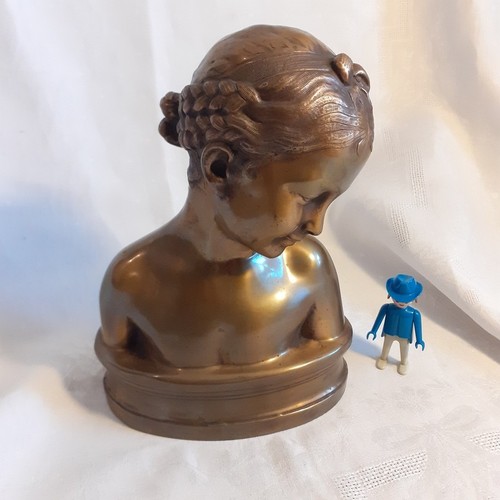 Buste bronze enfant après - bronze,