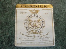 ETIQUETTE VIN CHATEAU GRUAUD LAROSE CORDIER 1970 SAINT JULIEN GRAND CRU CLASSE