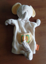 S23 / doudou plat jaune éléphant marionnette les loustics MOULIN ROTY