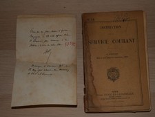 Ancien manuel militaire - Service courant + lettre manuscrite
