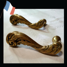 Pair of Louis XV style door handles in bronze 1940