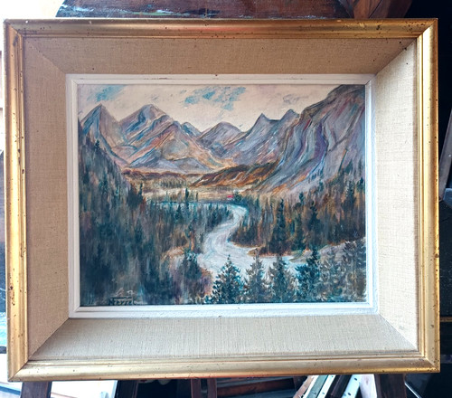 Huile ancienne paysage - huile,