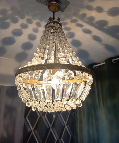 Ancien lustre laiton - lustre,