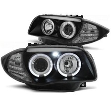 2 FEUX PHARE AVANT ANGEL EYES LED POUR BMW SERIE 1 E87 E88 ET E81 E82 NOIR