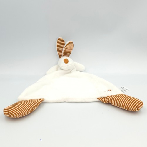 Doudou plat lapin blanc - , rayé