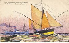BATEAUX #MK36293 CHALUTIER A VAPEUR ET THONIER PAR UN ILLUSTRATEUR L.HAFFNER