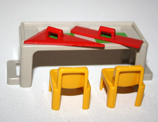 PLAYMOBIL 5314 BANC GRIS ET 2 CHAISES JAUNES CLASSE ECOLE EPOQUE VICTORIENNE