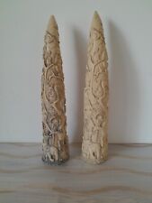  Imitation défense de pachyderme en résine décor singes éléphants animaux 