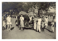 Inde, État de Rewa, Panne de la voiture du photographe, Tirage vintage, 1949 Pho