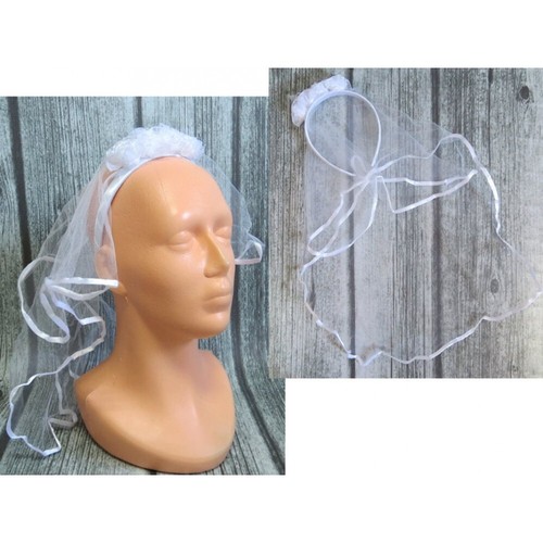 Serre tête avec voile blanc - serre-tête,