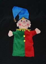 Peluche doudou marionnette clown TCM TCHIBO vert rouge bonnet bleu grelot TTBE
