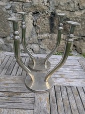 Paire de bougeoirs vintage argenté dans le goût de Gio Ponti