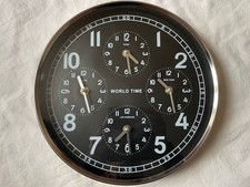 Horloge murale world time 4 villes Paris Tokyo New-York Los Angelès