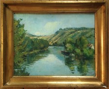 HENRI JEAN TURLIN --- PEINTURE --- BORDS DE SEINE --- ENVIRONS VETHEUIL