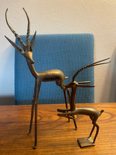 GAZELLES ANTILOPES VINTAGE ANNEE 50  BRONZE OU LAITON  STATUETTES ARTISANAT  