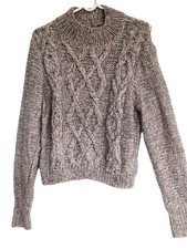 Pull femme en laine beige torsadé fait à la main NEUF