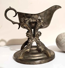 Présentoir de saucière vintage avec support de style victorien en métal argenté