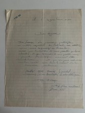 LETTRE MANUSCRITE DU SCULPTEUR