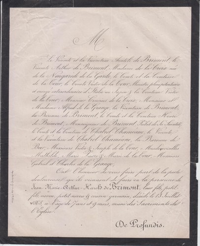 1868 faire part - 1868, faire-part