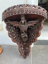 Ancienne console murale d'angle bois sculpté- ANGLO/INDE XIX