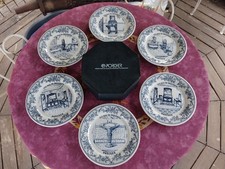 6 Assiettes Publicitaires Faience de Gien 100 Ans de Sanitaire Porcher 25,5cm