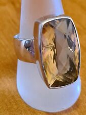    bague   vintage  argent   quartz fumé brésil  poids 7.8g