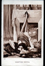 ART PEINTURE / FEMME à la CHEMINEE / CHAUFFAGE CENTRAL "NU" par A. GUILLAUME