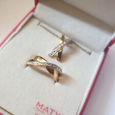 parure Maty en Écrin Bague et collier plaqué or 18k zircons 