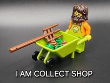 LEGO MINIFIG MINIFIGURES FERMIER PAYSAN "BROUETTE COULEUR LIME RARE" (NEUF)