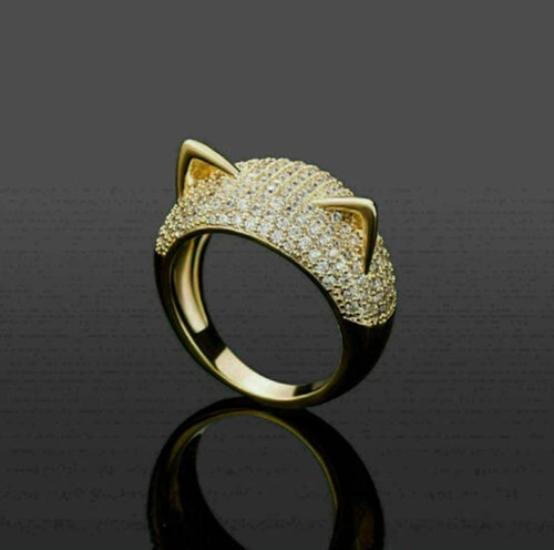 Cat ear moissanite ring - cat,
