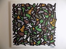 80X80 Tableau ROULLAND T SKRED tag tableau graffiti kaki street art NO Jonone