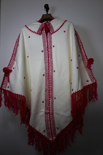 Poncho artisanal unique rouge - artisanal,