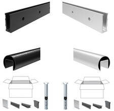 Garde-Corps En Verre Entier Aluminium Éloxé Profil En U Verre Noir SET 500 Cm