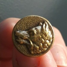 E05E05 tête de loup couleur bronze D17mm bouton de vénerie de chasse d'uniforme 