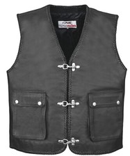 Gilet en Cuir Hommes Habitude Biker Chopper Rocker Moto Gilet A1 Qualité