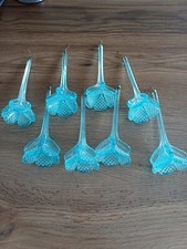 Lot De 8 Pampilles Goutte D'eau Forme De Rose Verre De Murano Bleu Année 70 