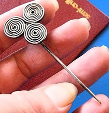 BIJOU Artisanal Ancien FIBULE en ARGENT MASSIF Antique Old solid silver fibula