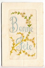 CPA FANTAISIE  - TISSU BRODEE EMBRODERY FLEUR FLOWER FETE 1900-1920 ~A90