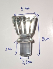 Gros Bouchon de carafe ou flacon rond forme carrée  ancien en cristal  8 cm