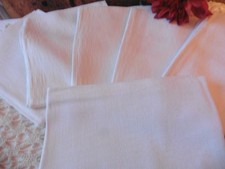 ANCIENNE NAPPE DAMASSE LIN 220X150 + 10 SERVIETTES 69X59 CM "VB"OURLETS JOURS