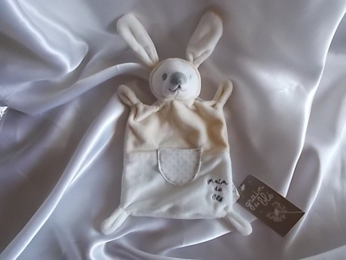 Doudou lapin écru blanc - écru,