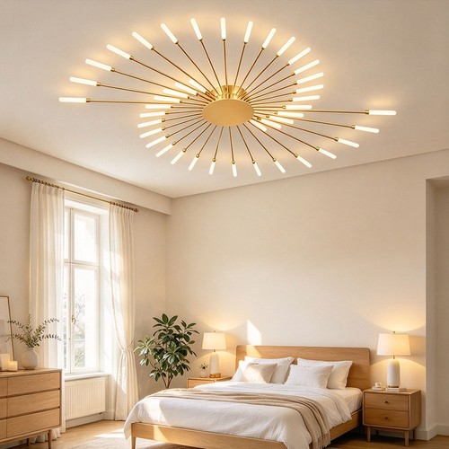 Led plafonnier soleil doré - led,