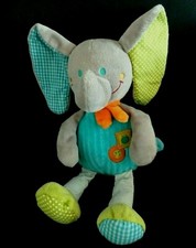 *.DOUDOU PELUCHE MOTS D'ENFANTS ELEPHANT BLEU VERT ORANGE CHAMPIGNON POMME NEUF*