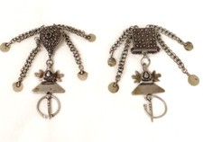 Paire fibules argent massif