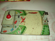  jouet ancien tôle lithographiée JOUSTRA avion looping aéroport 