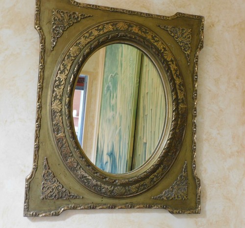 Ancien miroir mural bois - en,