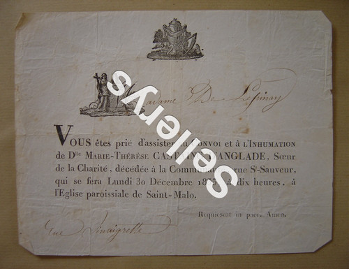 Faire part décès de - de,