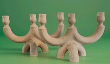 Suzanne Ramie L'atelier Madoura (1907-1975) Paire De Bougeoirs Céramiques 1950's