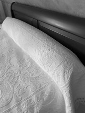 Linge ancien Couvre Lit De Mariage Provençal piqué Blanc Époque Napoleon lll