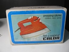 MAGNIFIQUE FER A REPASSER A VAPEUR CALOR ORANGE VINTAGE EN BOITE  FONCTIONNE